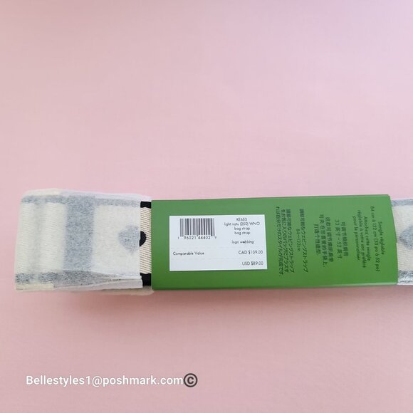 KATE SPADE Webbing Bag Strap with Embroidered Logo- Light Natural color ⭐ - Picture 14 of 16